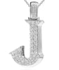 ESTATE EXTRA LARGE 1.52CT DIAMOND 14KT WHITE GOLD J INITIAL FUN FLOATING PENDANT