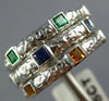 ESTATE WIDE 1.05CT AAA MULTI GEM 18KT WHITE GOLD 3D HAMMERED TRINITY RING #1650