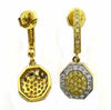 .77CT WHITE & FANCY YELLOW DIAMOND 18KT TWO TONE GOLD HEXAGON HANGING EARRINGS