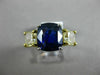LARGE 7.52CT FANCY YELLOW DIAMOND & AAA SAPPHIRE 14K 2 TONE GOLD ENGAGEMENT RING
