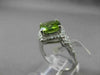 ESTATE WIDE 2.21CT DIAMOND & AAA EXTRA FACET PERIDOT 14KT WHITE GOLD SQUARE RING