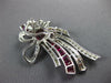 ESTATE EXTRA LARGE 8.75CT DIAMOND & AAA RUBY 14K WHITE GOLD BOW CLIP ON EARRINGS