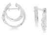 WIDE .30CT DIAMOND 14KT WHITE GOLD 3D ROUND 3 STONE BEZEL DOUBLE HUGGIE EARRINGS