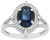 1.78CT DIAMOND & AAA SAPPHIRE 14KT WHITE GOLD 3D OVAL & ROUND DOUBLE HALO RING