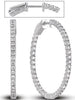LARGE 1.76CT DIAMOND 14KT WHITE GOLD 3D ROUND INSIDE OUT HOOP HANGING EARRINGS