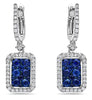 1.7CT DIAMOND & AAA SAPPHIRE 18K WHITE GOLD SQUARE HALO OCTAGON HANGING EARRINGS