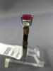 ESTATE .70CT DIAMOND & AAA RUBY 14KT WHITE GOLD 3D OVAL BAGUETTE ENGAGEMENT RING