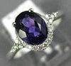ESTATE 1.10CT DIAMOND & AAA OVAL AMETHYST 14KT WHITE GOLD 3D SEMI HALO FUN RING