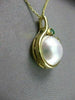 ESTATE .10CT AAA EMERALD & AAA MABE PEARL 14KT YELLOW GOLD PENDANT W/ CHAIN #330