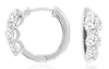 2.0CT DIAMOND 14K WHITE GOLD 3D ROUND 3 STONE GRADUATING HUGGIE HANGING EARRINGS