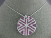 LARGE 3.71CT DIAMOND & AAA PINK SAPPHIRE 18KT WHITE GOLD ROUND STAR LOVE PENDANT