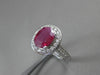 ANTIQUE 2.3CT DIAMOND & RUBY 14KT WHITE GOLD HALO DESIGN ENGAGEMENT RING #3046