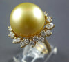 EXTRA LARGE .98CT DIAMOND & AAA GOLDEN SOUTH SEA PEARL 18KT YELLOW GOLD 3D RING