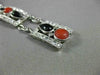 ANTIQUE LARGE 1.20CT ROSE CUT DIAMOND AAA ONYX & CORAL 18KT WHITE GOLD BRACELET