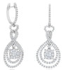 1.64CT DIAMOND 14KT WHITE GOLD FLOWER DOUBLE TEAR DROP INFINITY HANGING EARRINGS