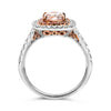 LARGE 1.73CT WHITE & PINK DIAMOND 18KT WHITE & ROSE GOLD RADIANT ENGAGEMENT RING
