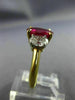 ESTATE 3.60CT DIAMOND & AAA RUBY 18K YELLOW GOLD & PLATINUM OVAL ENGAGEMENT RING