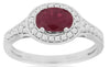 1.33CT DIAMOND & AAA RUBY 14KT WHITE GOLD SIDEWAYS OVAL & ROUND ENGAGEMENT RING