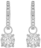 ESTATE .89CT DIAMOND 14KT WHITE GOLD 3D CLUSTER FLOWER FUN HANGING EARRINGS