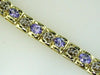3.78CT DIAMOND & AAA TANZANITE 14KT YELLOW GOLD OVAL SQUARE LINK TENNIS BRACELET