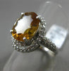 ESTATE LARGE 3.95CT DIAMOND & AAA CITRINE 14K WHITE GOLD 3D OVAL SWIRL FUN RING
