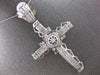 EXTRA LARGE 3.25CT DIAMOND 14KT WHITE GOLD 3D PRINCESS HANDCRAFTED CROSS PENDANT