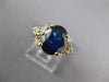 3CT DIAMOND & AAA SAPPHIRE 14K YELLOW GOLD OVAL TRIANGULAR ENGAGEMENT RING 27324