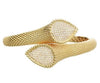 LARGE 2.12CT DIAMOND 18KT YELLOW GOLD DOUBLE TEAR DROP LOVE CUFF BANGLE BRACELET