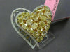 EXTRA LARGE 7.21CT WHITE & FANCY YELLOW DIAMOND 18K 2 TONE GOLD HEART LOVE RING