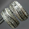 ESTATE WIDE 1CT DIAMOND 18KT WHITE GOLD ROUND & BAGUETTE SWIRL CLIP ON EARRINGS