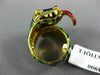 ANTIQUE LARGE AAA BLUE GREEN & RED ENAMEL 18K YELLOW GOLD DRAGON SNAKE RING 2369