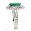 LARGE 3.56CT DIAMOND & AAA EMERALD 18KT WHITE GOLD 3D OVAL & ROUND FILIGREE RING