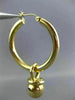 ESTATE 14KT YELLOW GOLD 3D CLASSIC BELL CHARM HANGING HOOP EARRINGS 3mm #25678