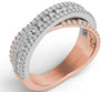 WIDE 1.28CT DIAMOND 14K WHITE & ROSE GOLD MULTI ROW CRISS CROSS PAVE X LOVE RING