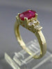 ESTATE 1.39CT DIAMOND & AAA RUBY 14K YELLOW GOLD CLASSIC ENGAGEMENT RING #2450
