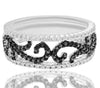 .62CT WHITE & BLACK DIAMOND 14KT WHITE GOLD 3D OPEN FILIGREE MULTI WAVE FUN RING