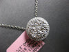 LARGE 1.08CT DIAMOND 14KT WHITE GOLD 3D CLUSTER HALO INVISIBLE FLOATING PENDANT
