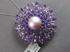 EXTRA LARGE AAA AMETHYST & PINK SOUTH SEA PEARL 18K WHITE GOLD 3D BROOCH PENDANT