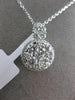 ESTATE LARGE 1.26CT DIAMOND 18KT WHITE GOLD CLUSTER HALO FLOWER FLOATING PENDANT