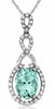 ESTATE 1.36CT DIAMOND & AAA AQUAMARINE 14K WHITE GOLD OVAL INFINITY LOVE PENDANT