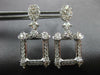 ESTATE 1.72CT DIAMOND 14KT WHITE GOLD 3D OPEN SQUARE OVAL HANGING EARRINGS
