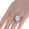 LARGE AAA MOTHER OF PEARL 18K YELLOW GOLD & 925 SILVER HANDCRAFTED OVAL FUN RING