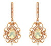 2.14CT DIAMOND & AAA OPAL 14KT ROSE GOLD 3D TEAR DROP FILIGREE HANGING EARRINGS