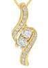 .31CT DIAMOND 18K YELLOW GOLD DOUBLE SOLITAIRE CRISS CROSS LOVE FLOATING PENDANT