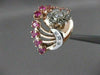 ANTIQUE 1.69CT OLD MINE DIAMOND RUBY 14K W ROSE GOLD FLOWER COCKTAIL RING #21009