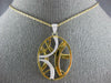 ESTATE LARGE .32CT DIAMOND 18KT WHITE & YELLOW GOLD OVAL CRISS CROSS FUN PENDANT