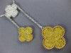 LARGE 2.55CT WHITE & FANCY YELLOW DIAMOND 18K 2 TONE GOLD 4 LEAF CLOVER NECKLACE