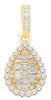 .55CT DIAMOND 14KT YELLOW GOLD ROUND & BAGUETTE TEAR DROP LOVE FLOATING PENDANT