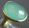 ESTATE LARGE 7.70CT AAA BLUISH GREEN CHALCEDONY 14KT YELLOW GOLD FILIGREE RING