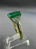 ESTATE LARGE 4.16CT DIAMOND & EMERALD 18K YELLOW GOLD & PLATINUM ENGAGEMENT RING